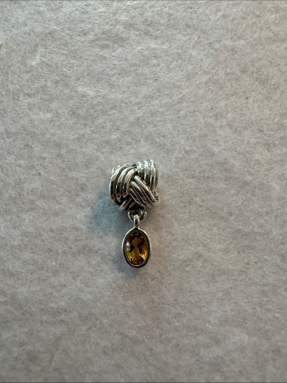 Pandora Sterling Silver Knot Charm with Topaz Oval Stone